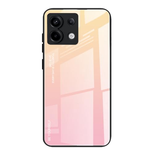 DEDUX Hülle für Xiaomi Redmi Note 13 Pro 5G Handyhülle, Hülle Farbverlauf Glas und TPU Schutzhülle Case Cover für Xiaomi Redmi Note 13 Pro 5G (Gold/Rosa) von DEDUX