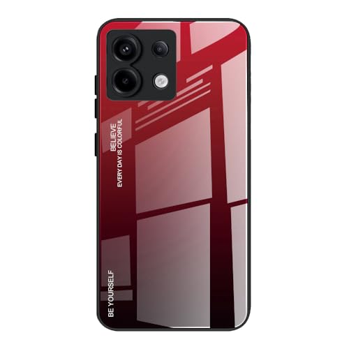 DEDUX Hülle für Xiaomi Redmi Note 13 Pro 5G Handyhülle, Hülle Farbverlauf Glas und TPU Schutzhülle Case Cover für Xiaomi Redmi Note 13 Pro 5G (Rot/Schwarz) von DEDUX