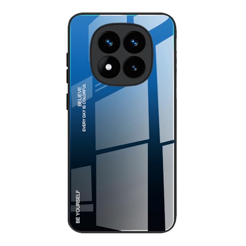 DEDUX Hülle für Xiaomi Redmi Note 14 Pro Plus 5G / Redmi Note 14 Pro+ Handyhülle, Hülle Farbverlauf Glas und TPU Schutzhülle Case Cover für Xiaomi Redmi Note 14 Pro 5G (Blau/Schwarz) von DEDUX