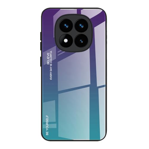 DEDUX Hülle für Xiaomi Redmi Note 14 Pro Plus 5G / Redmi Note 14 Pro+ - Gradient Glas und TPU Schutzhülle Case Cover - Violett/Grün von DEDUX