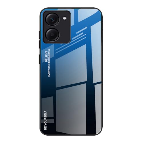 DEDUX Hülle für vivo Y36 4G / 5G Handyhülle, Hülle Farbverlauf Glas und TPU Schutzhülle Case Cover für vivo Y36 4G / 5G (Blau/Schwarz) von DEDUX