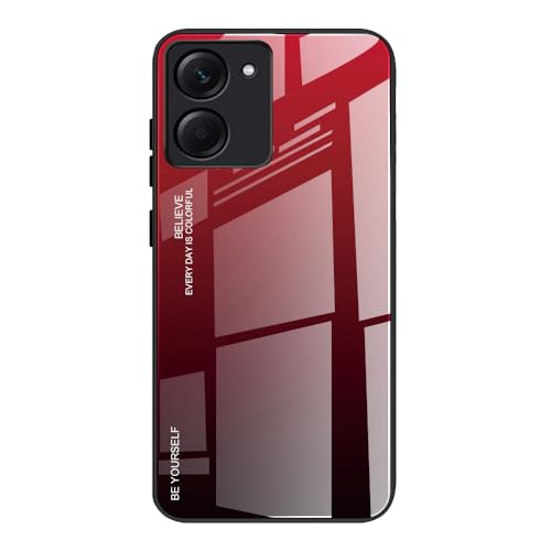 DEDUX Hülle für vivo Y36 4G / 5G Handyhülle, Hülle Farbverlauf Glas und TPU Schutzhülle Case Cover für vivo Y36 4G / 5G (Rot/Schwarz) von DEDUX