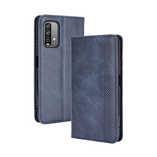 Dedux Flip Hülle kompatibel mit Xiaomi Redmi 9T, Retro Leder Brieftasche Abdeckung Magnetverschluss Folio Ständer Kartensteckplätze Handyhülle, Blau von DEDUX