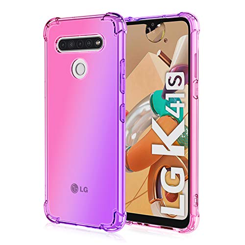 Dedux Hülle für LG K51S Handyhülle, Verstärkung mit Vier Ecken, Transparent Farbverlauf TPU Schutzhülle Case (Rosa/Violett) von DEDUX