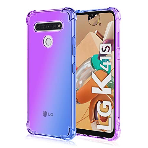 DEDUX Hülle für LG K51S Handyhülle, Verstärkung mit Vier Ecken, Transparent Farbverlauf TPU Schutzhülle Case (Violett/Blau) von DEDUX