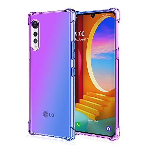 Dedux Hülle für LG Velvet 5G Handyhülle, Verstärkung mit Vier Ecken, Transparent Farbverlauf TPU Schutzhülle Case (Violett/Blau) von DEDUX