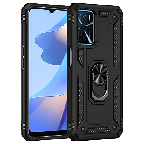 Dedux Hülle für Oppo A16 / A54s / A16s [Tough Armour Series] Rugged Anti-Scratch PC Rückwand Schale + Shockproof TPU + Faltbarer Halterungen. Schwarz von DEDUX