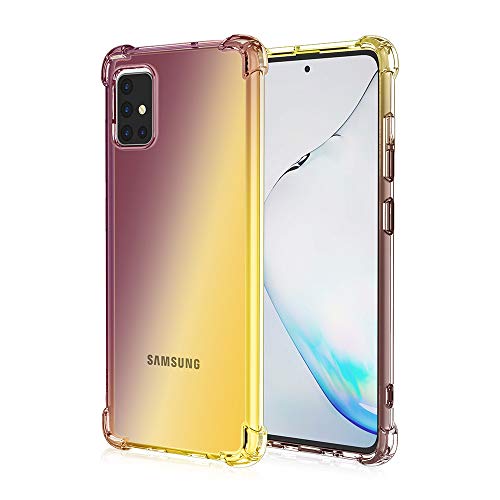 Dedux Hülle für Samsung Galaxy A31 Handyhülle, Verstärkung mit Vier Ecken, Transparent Farbverlauf TPU Schutzhülle Case (Schwarz/Gold) von DEDUX