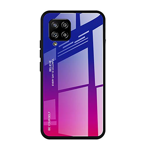 Dedux Hülle für Samsung Galaxy A42 5G Handyhülle, Hülle Farbverlauf Glas und TPU Schutzhülle Case Cover für Samsung Galaxy A42 5G (Blau/Rot) von DEDUX