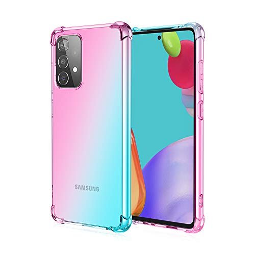 Dedux Hülle für Samsung Galaxy A52 / A52 5G Handyhülle, Verstärkung mit Vier Ecken, Transparent Farbverlauf TPU Schutzhülle Case (Rosa/Grün) von DEDUX