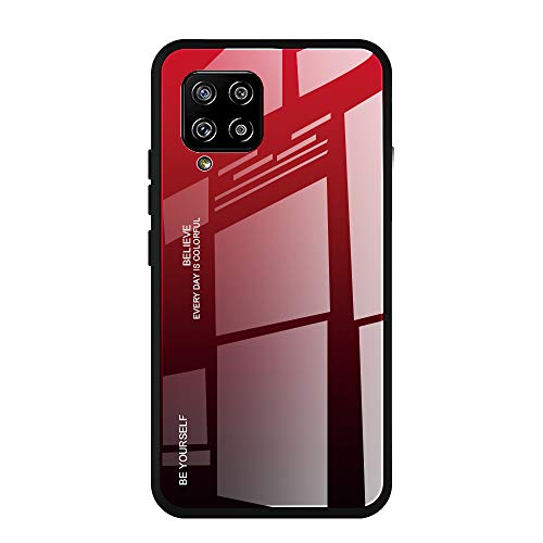 Dedux Hülle für Samsung Galaxy M32 Handyhülle, Hülle Farbverlauf Glas und TPU Schutzhülle Case Cover für Samsung Galaxy M32 (Rot/Schwarz) von DEDUX