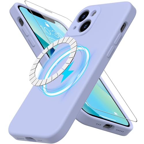 DEENAKIN für iPhone 13 Mini Hülle Silikon mit Displayschutzfolie - [Kompatibel mit MagSafe] - Kamera-Abdeckung - Slim Fit Schutzhülle Magnetische Handyhülle 5,4 Zoll für Frauen Mädchen Lavendel Lila von DEENAKIN
