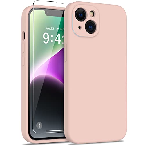 DEENAKIN iPhone 14 Plus Hülle mit Displayschutzfolie, verbesserte Kameraabdeckung, bestandene 4.8 m Fallgetestet, weiches Silikongel-Gummi, Schutzhülle für iPhone 14 Plus 6.7 Zoll, Babyrosa von DEENAKIN