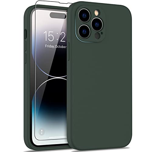 DEENAKIN iPhone 14 Pro Max Max Hülle mit Displayschutzfolie, verbesserte Kameraabdeckung, weiches Silikongel-Gummi, schlanke Schutzhülle für iPhone 14 Pro Max Max 6.7 Zoll Armeegrün von DEENAKIN