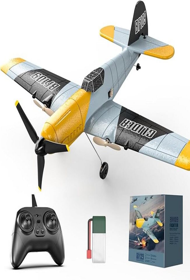 DEERC RC Flugzeug Messerschmitt Bf 109, 2,4 GHz ferngesteuertes Flugzeug Drohne (Mit StabilisatorSegelflugzeugspielzeug für Anfänger, Kinder Erwachsene) von DEERC