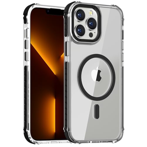 DEERLAMN Starke magnetische Schutzhülle für iPhone 13 Pro Max, kompatibel mit Magsafe, militärischer Schutz, transparent, schlank, stoßfest, für Damen und Herren, transparent + schwarz DEERLAMN Starke magnetische Schutzhülle für iPhone 13 Pro Max, kompatibel mit Magsafe, militärischer Schutz, transparent, schlank, stoßfest, für Damen und Herren, transparent + schwarz von DEERLAMN