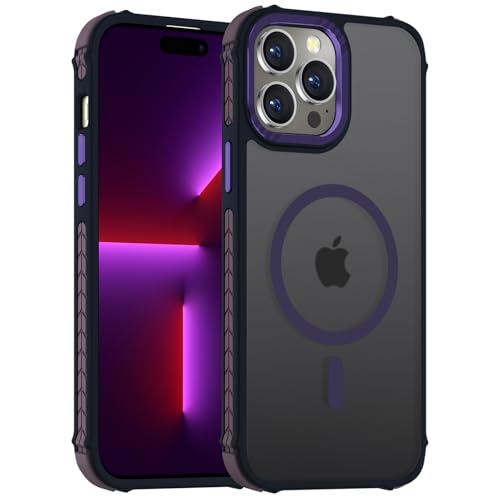 DEERLAMN Starke magnetische Schutzhülle für iPhone 15 Pro 6,1 Zoll, [kompatibel mit Magsafe] durchscheinende, matte, schlanke, stoßfeste Schutzhülle für Damen und Herren, Waldviolett von DEERLAMN
