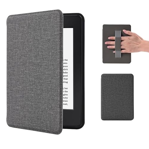 Kindle Paperwhite 11. Generation Hülle 2021 mit Magnetischer, 6.8" Smart-Cover Case mit Handschlaufe und Auto-Sleep-Wake-Funktion, Signature Edition Kindelhülen 2024 Grey von DEESOOCO