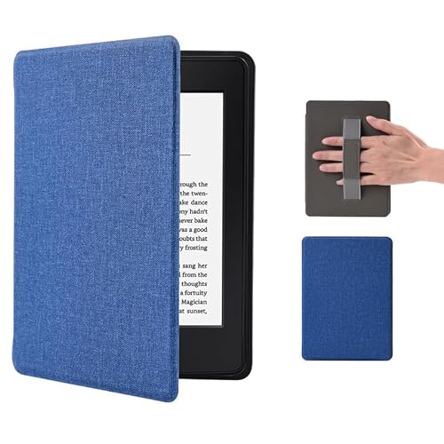 Kindle Paperwhite 11. Generation Hülle 2021 mit Magnetischer, 6.8" Smart-Cover Case mit Handschlaufe und Auto-Sleep-Wake-Funktion, Signature Edition Kindelhülen 2024 Lake Blue von DEESOOCO