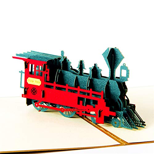 DEESOSPRO® 3D Pop Up [Geburtstagskarte] [Grußkarte] [Jubiläumskarte] [Abschlusskarte] mit Kreativem Papierschnittmuster, Geschenk zum Geburtstag, Abschlussfeier, Weihnachten, Vatertag (Zug) von DEESOSPRO