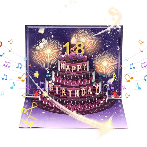 DEESOSPRO® Geburtstagskarte, 3D Feuerwerk Pop Up Geburtstagskarte, Happy Birthday Musik & Blowable LED Licht Geburtstagskarten Geschenk Grußkarte, DIY Kann in Eine Beliebige Alterszahl Geändert Werden von DEESOSPRO
