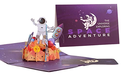 DEESOSPRO® Geburtstagskarte Geschenk für Ihre Kids, Freunde und Liebhaber, 3D Pop Up Grußkarte (Weltraum und Astronaut) von DEESOSPRO