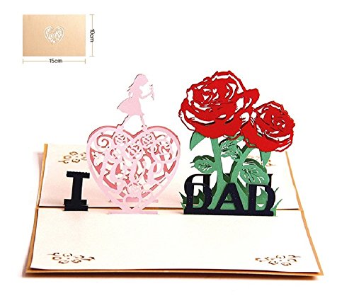 DEESOSPRO Vatertagskarte, Geburtstagskarte Geschenk für Papa Special, 3D Pop-Up-Grußkarte mit schönen Papier-Cut, Geschenk für Papa Geburtstag oder Jubiläum, Umschlag enthalten (ich liebe Papa) von DEESOSPRO