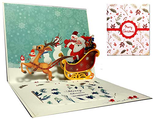 DEESOSPRO Weihnachtskarten, Karte 3D pop up Grußkarte mit schönen Papier-Cut, Geschenk für Weihnachten, Umschlag enthalten, Chrismas Geschenkkarte, Santa Claus DEESOSPRO Weihnachtskarten, Karte 3D pop up Grußkarte mit schönen Papier-Cut, Geschenk für Weihnachten, Umschlag enthalten, Chrismas Geschenkkarte, Santa Claus von DEESOSPRO