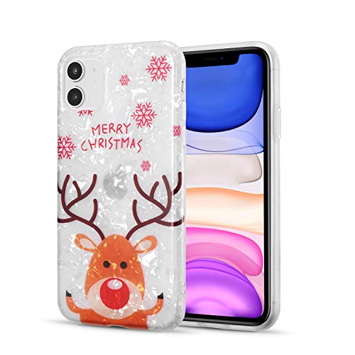 DEFBSC Handyhülle für 6.1" iPhone 12 / iPhone 12 Pro, Niedlicher Hirsch Muster Christmas Handyhülle Weihnachten Thema Cartoon Muster Handyhülle Weiche TPU Stoßfeste Schutzhülle - Hirsch von DEFBSC