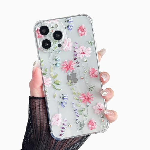DEFBSC Hülle Kompatibel mit iPhone 14 Pro Max, Transparent Florale Blumen Muster Design für Mädchen Klar TPU Dünne Stoßfest Kratzfestes Handyhülle Schutzhülle für iPhone 14 Pro Max - Rosa DEFBSC Hülle Kompatibel mit iPhone 14 Pro Max, Transparent Florale Blumen Muster Design für Mädchen Klar TPU Dünne Stoßfest Kratzfestes Handyhülle Schutzhülle für iPhone 14 Pro Max - Rosa von DEFBSC