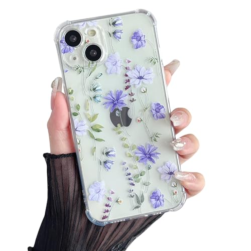 DEFBSC Hülle Kompatibel mit iPhone 15 Plus, Transparent Florale Blumen Muster Design für Mädchen Klar TPU Dünne Stoßfest Kratzfestes Handyhülle Schutzhülle für iPhone 15 Plus - Lila DEFBSC Hülle Kompatibel mit iPhone 15 Plus, Transparent Florale Blumen Muster Design für Mädchen Klar TPU Dünne Stoßfest Kratzfestes Handyhülle Schutzhülle für iPhone 15 Plus - Lila von DEFBSC