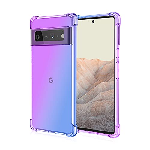 DEFBSC Hülle für Google Pixel 6, Bunt Farbverlauf Handyhülle Ultradünn Weich Transparent Farbverlauf Stoßfest TPU Bumper Schutzhülle - Blau-Lila von DEFBSC