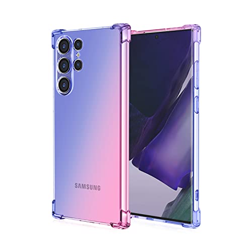 DEFBSC Hülle für Samsung Galaxy S22 Ultra, Bunt Farbverlauf Handyhülle Ultradünn Weich Transparent Farbverlauf Stoßfest TPU Bumper Schutzhülle für Samsung Galaxy S22 Ultra - Blau Rosa von DEFBSC