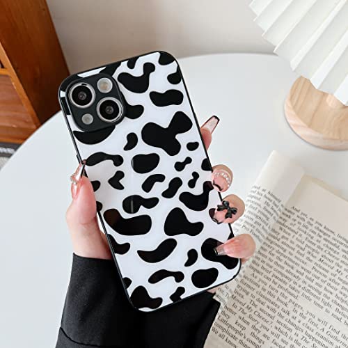 DEFBSC Hülle für iPhone 13, Stilvoll Süße Kühe-Print Handyhülle, Ultra Dünn Weiche TPU Stoßfeste Schutzhülle mit Kühe Muster für iPhone 13 - Schwarz von DEFBSC