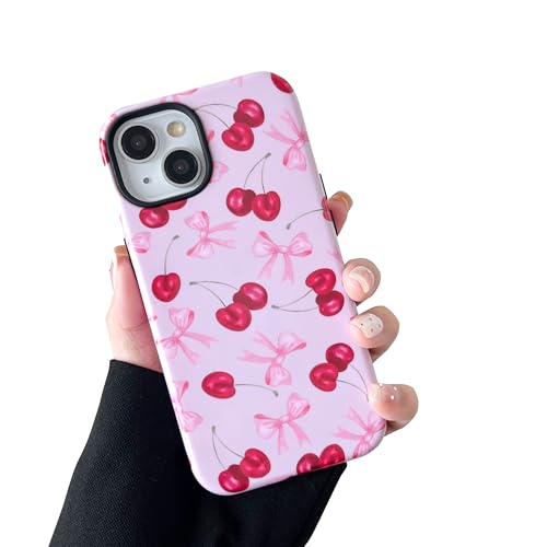 DEFBSC Hülle für iPhone 14 Plus/15 Plus, Niedliche Rosa Schleife Kirsche Drucken Ästhetische Trendige Muster Schlank Langlebig Stoßfest Hybrid Hart Zurück Handyhülle, Große Schleife/Glanz DEFBSC Hülle für iPhone 14 Plus/15 Plus, Niedliche Rosa Schleife Kirsche Drucken Ästhetische Trendige Muster Schlank Langlebig Stoßfest Hybrid Hart Zurück Handyhülle, Große Schleife/Glanz von DEFBSC