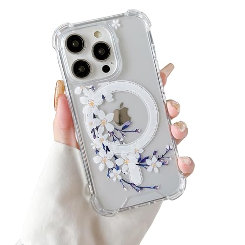 DEFBSC Magnetisch Hülle für iPhone 15 Pro Max Kompatibel mit MagSafe, Transparent Hülle mit Florale Blumen Muster Design Hart PC Rückseite Dünne Stoßfest Kratzfestes Schutzhülle - Weiße Birnenblüte DEFBSC Magnetisch Hülle für iPhone 15 Pro Max Kompatibel mit MagSafe, Transparent Hülle mit Florale Blumen Muster Design Hart PC Rückseite Dünne Stoßfest Kratzfestes Schutzhülle - Weiße Birnenblüte von DEFBSC