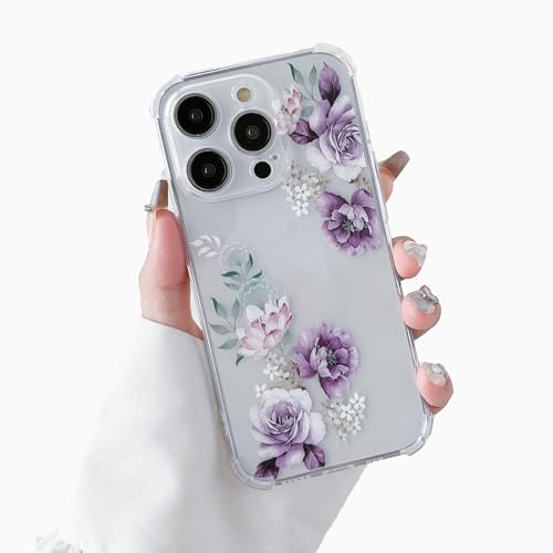 DEFBSC Weiche Hülle Kompatibel mit iPhone 16 Pro, Transparent Florale Blumen Muster Design für Mädchen Klar TPU Dünne Stoßfest Kratzfestes Handyhülle Schutzhülle - Lila Pfingstrose DEFBSC Weiche Hülle Kompatibel mit iPhone 16 Pro, Transparent Florale Blumen Muster Design für Mädchen Klar TPU Dünne Stoßfest Kratzfestes Handyhülle Schutzhülle - Lila Pfingstrose von DEFBSC
