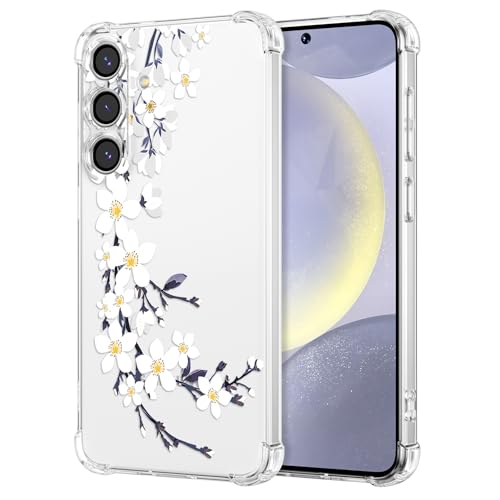 DEFBSC Weiche Hülle Kompatibel mit Samsung Galaxy A16(4G/5G), Transparent Florale Blumen Muster Design für Mädchen Klar TPU Dünne Stoßfest Kratzfestes Handyhülle Schutzhülle - Weiße Birnenblüte von DEFBSC