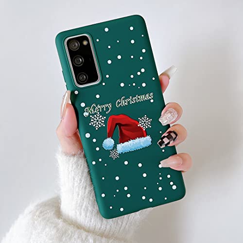 DEFBSC Xmas Hülle für Samsung Galaxy S20 FE, Niedlicher Weihnachtsmütze Muster Handyhülle, Ultradünnes Weiches TPU Bumper Stoßfest Christmas Schutzhülle für Samsung Galaxy S20 FE - Grün von DEFBSC