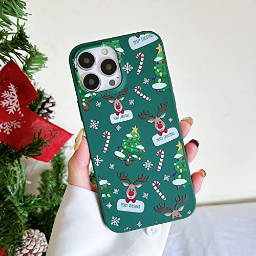 DEFBSC für iPhone 12 Pro Max Hülle, Weihnachten Elch Cartoon Muster Handyhülle, Weihnachts Design Ultradünnes Weiche TPU Bumper Stoßfest Schutzhülle für iPhone 12 Pro Max(6.7") –Grün von DEFBSC