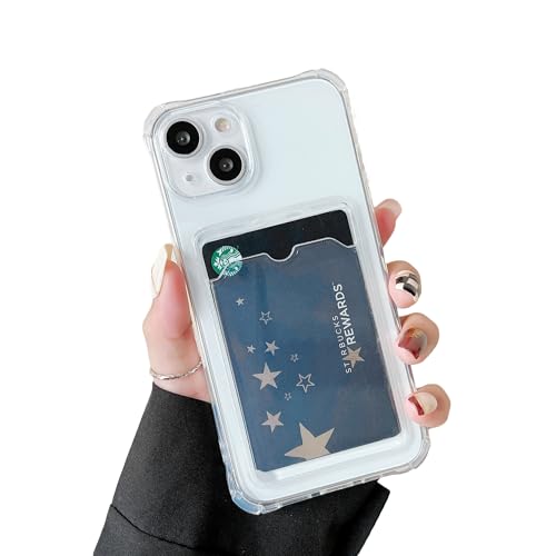 DEFBSC für iPhone 15 Plus Hülle, Transparente Rückseite Handyhülle mit Kartenhalter, (Handykartenhalter) Ultra Dünn Weiche TPU Stoßfeste Durchsichtige Schutzhülle - Weiß von DEFBSC