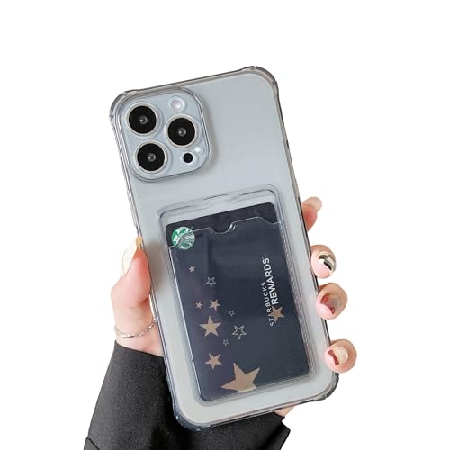 DEFBSC für iPhone 16 Pro Hülle, Transparente Rückseite Handyhülle mit Kartenhalter, (Handykartenhalter) Ultra Dünn Weiche TPU Stoßfeste Durchsichtige Schutzhülle - Schwarz von DEFBSC