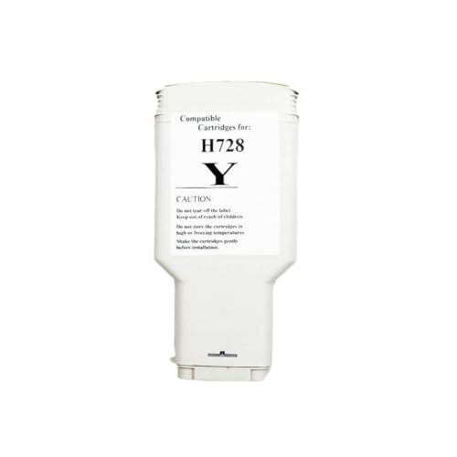 DEFIYAN 4 kompatible Farben Kompatibel mit 728 Tintenpatrone mit Chip Kompatibel mit DesignJet T730 T830 Tintenstrahldrucker, jeweils 300 ml(300ml Yellow) von DEFIYAN