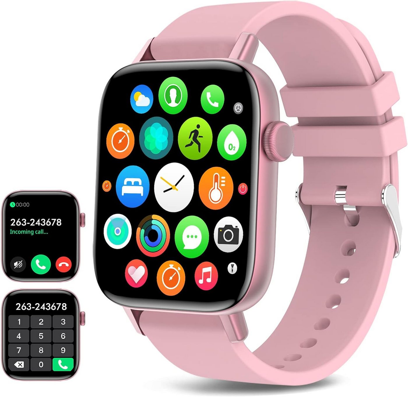 DEGUYXEW Für Damen und Herren (Anrufe annehmen/tätigen) Smartwatch (1.9 Zoll, A), mit wasserdichte Sport-Digitaluhren, Blutdruck-Herzfrequenzmesser von DEGUYXEW