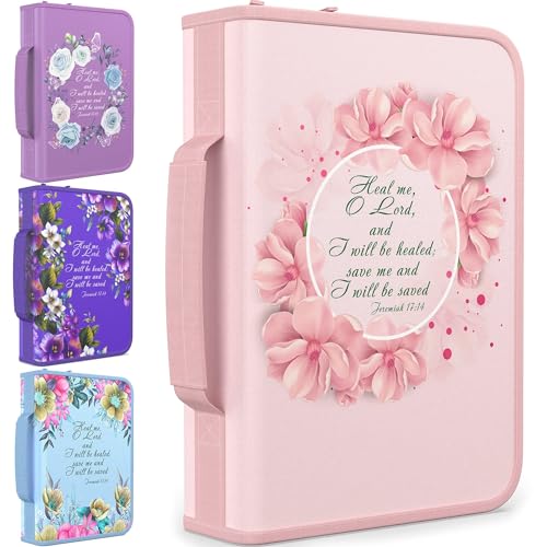 DEHITE Bibelhülle für Frauen - Bibeltragetasche Medium - | Buchgröße 24,4 x 16,8 x 4,3 cm | Stiftfächer | Reißverschlusstasche | Premium-Stoff - Rosa Blumenhalter Christliches Geschenk Zubehör DEHITE Bibelhülle für Frauen - Bibeltragetasche Medium - | Buchgröße 24,4 x 16,8 x 4,3 cm | Stiftfächer | Reißverschlusstasche | Premium-Stoff - Rosa Blumenhalter Christliches Geschenk Zubehör von DEHITE