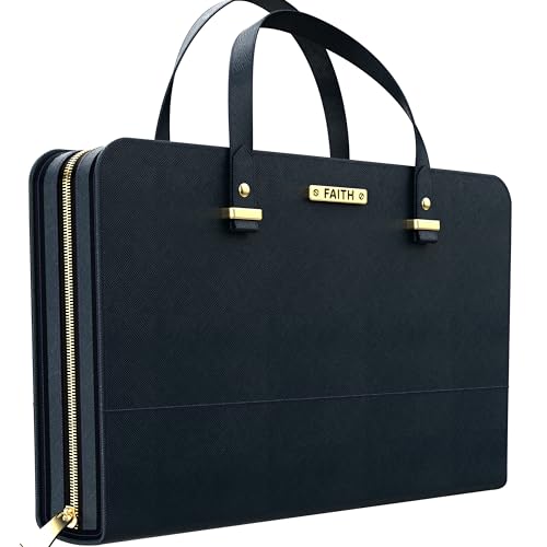 DEHITE Bibeltaschen für Damen – Leder-Bibeltragetasche – Stiftfächer – Reißverschlusstasche – hochwertiges PU-Leder, Black Classic, Large, Stilvoll DEHITE Bibeltaschen für Damen – Leder-Bibeltragetasche – Stiftfächer – Reißverschlusstasche – hochwertiges PU-Leder, Black Classic, Large, Stilvoll von DEHITE