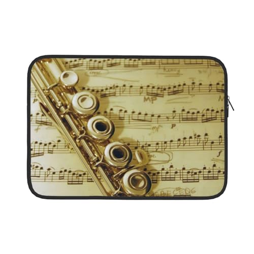 Flöte Musik Gedruckt Laptop Sleeve Tasche 13 Zoll Wasserdicht Langlebig Laptop Fall Computer Tragetasche Notebook Tragetasche von DEHIWI