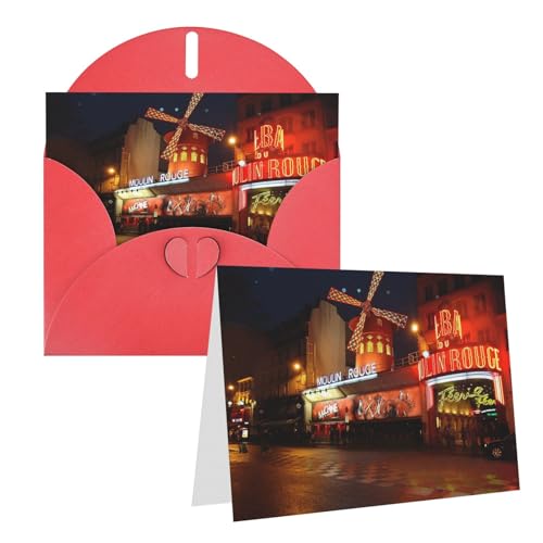 Moulin Rouge Blanko-Dankeskarten mit weißen Umschlägen, 10,2 x 15,2 cm, Grußkarten für alle Anlässe, Weihnachten, Urlaub, Hochzeit, Geburtstag von DEHIWI