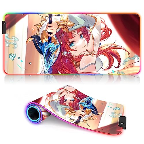 DEHUA Tappetino Mouse da gioco RGB Genshin Impact XXL Dimensioni tappetino LED Nilou Tastiera Computer impermeabile Tappetini Mouse Ufficio, casa, lavoro, personaggio gioco （30x80cm） von DEHUA