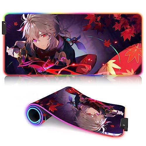 DEHUA Tappetino per Mouse da gioco extra Large XXXL personalizzato Genshin Impact LED RGB Kaedehara Kazuha personaggio del gioco 7 Colori e 12 modalità （40x90cm） von DEHUA
